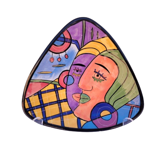 Vintage Muzeum Hand Painted Picasso Ceramic Triangle Wall Plate
