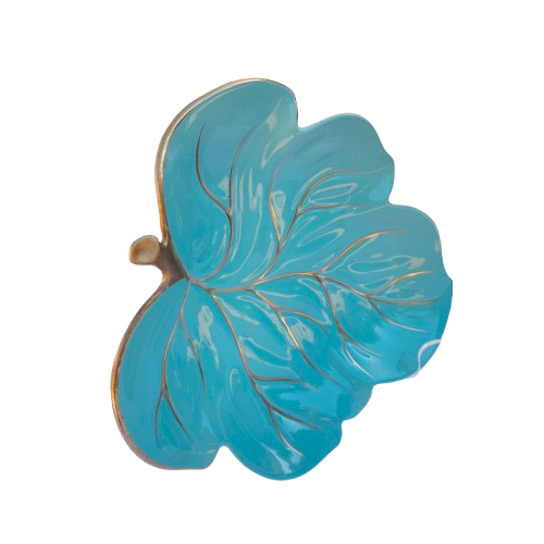Carlton Ware Turquoise with Gold Large Leaf Dish