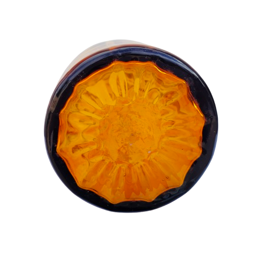 Huge Amber Italian Empoli Glass Ribbed Cylinder Vase