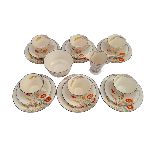 Art Deco Burleigh Ware Burgess & Leigh Wheat Tea Set