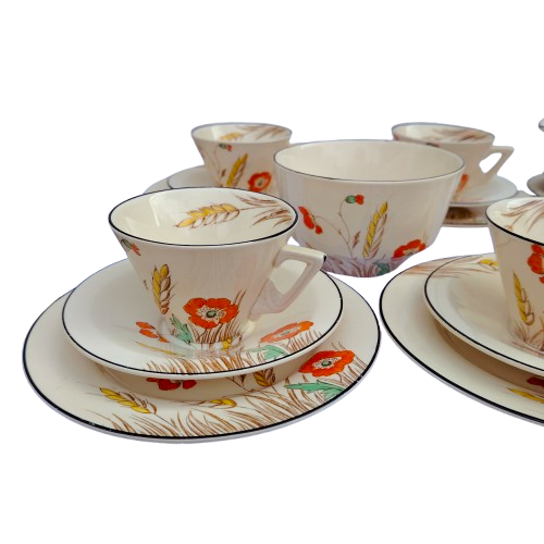 Art Deco Burleigh Ware Burgess & Leigh Wheat Tea Set