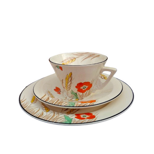 Art Deco Burleigh Ware Burgess & Leigh Wheat Tea Set