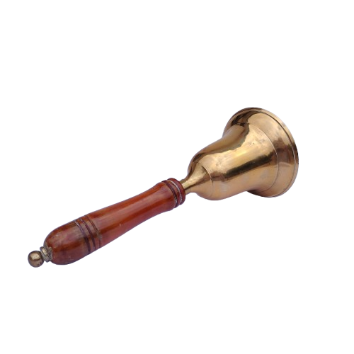 Vintage Large Brass & Wood Hand Bell