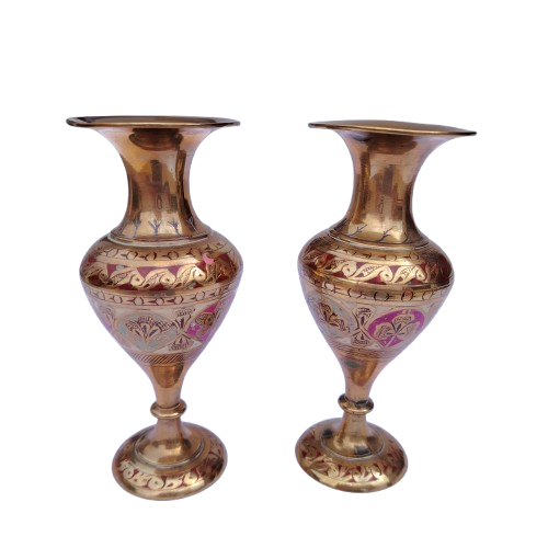 Pair of vintage Brass Copper vases from India