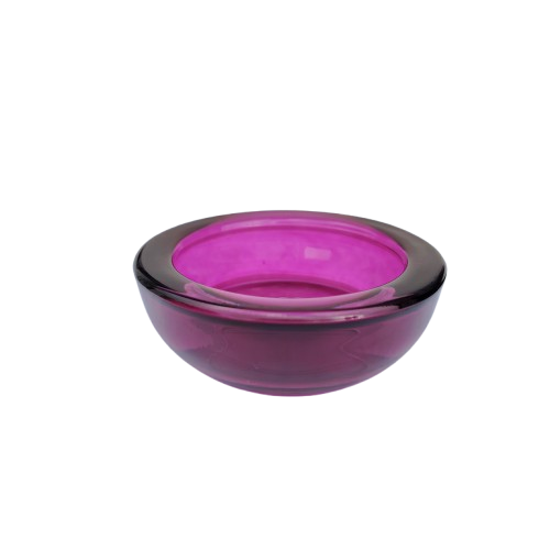 Round pinky purple glass bowl