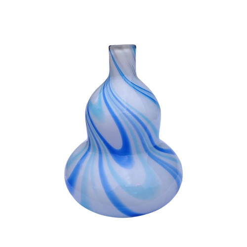 Gourd-shape Blue White Swirl Glass Vase