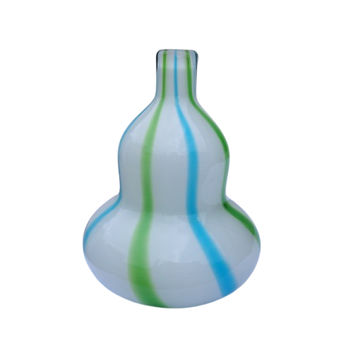 Gourd-shape Green Blue Swirl Glass Vase