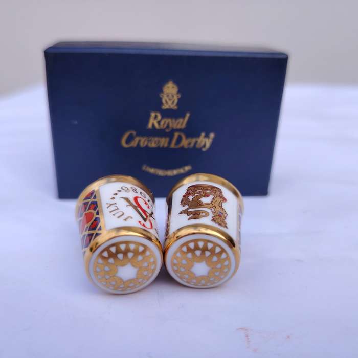 Pair Royal Crown Derby Thimbles Ltd 5000