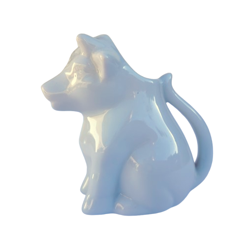 Small White Porcelain Sitting Cow Creamer Milk Jug