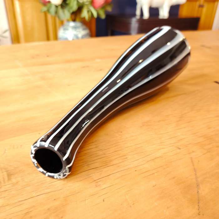 Murano stunning zebra striped design in black and white vase