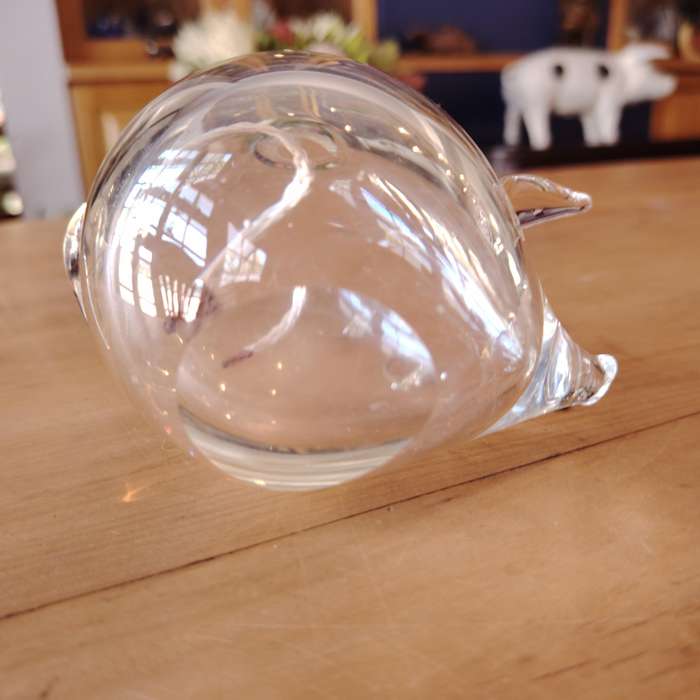 Vintage Clear Glass Bowl Fat Pig Oil Burner