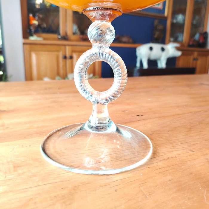Vintage Hand-Blown German Butterscotch Cased Art Glass Brandy Balloon Bowl