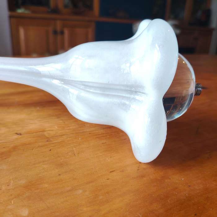 Elegant Vintage Daum France White Art Glass Candle Holder