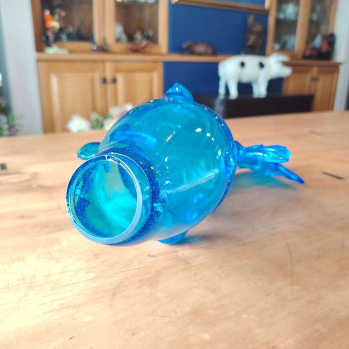 Stunning X- Large Mid-Century Hand Blown Blue Glass Koi Fish