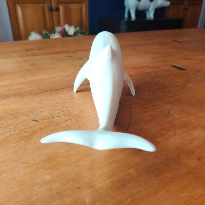 Large Crushed Marble Swimming Dolphin Sculpture