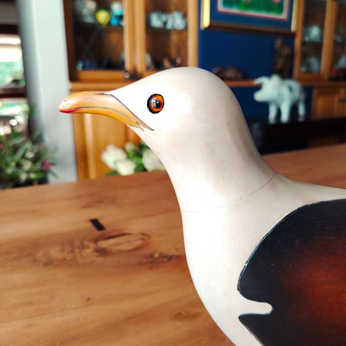 Feathers of Knysna carved and hand painted Large Male Lesser Black Backed Gull