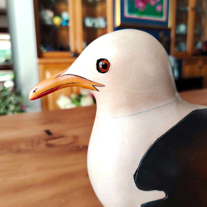 Feathers of Knysna carved and hand painted Large Female Lesser Black Backed Gull