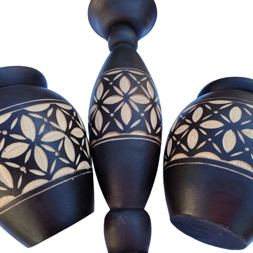 Pier 1 candle holders x 3 Teak Wood 41cm tall