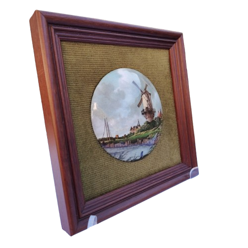 Vintage Dutch Windmill Framed Ceramic ceramic tile.