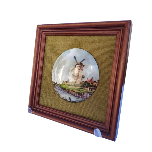 Vintage Dutch Windmill Framed Ceramic ceramic tile.