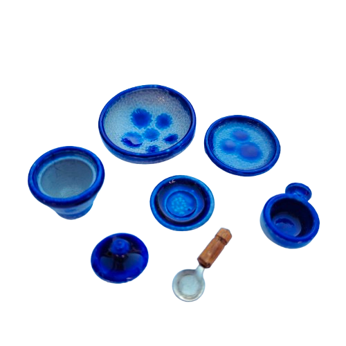 Vintage Bodo Hennig Salt Glaze Stonewear blue tea set
