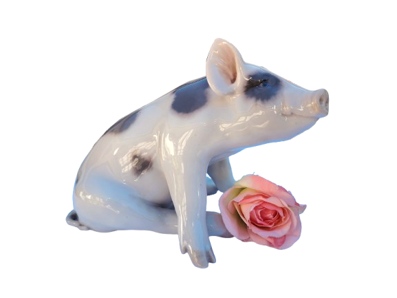 Royal Copenhagen Denmark 1935 Large Sitting Pig Figurine No 414