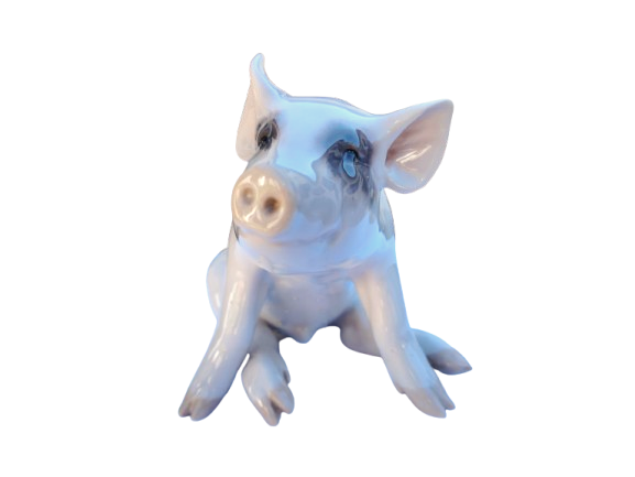 Royal Copenhagen Denmark 1935 Large Sitting Pig Figurine No 414