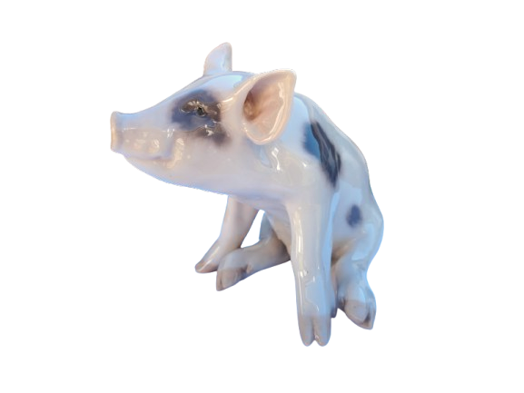Royal Copenhagen Denmark 1935 Large Sitting Pig Figurine No 414