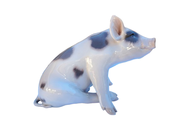 Royal Copenhagen Denmark 1935 Large Sitting Pig Figurine No 414