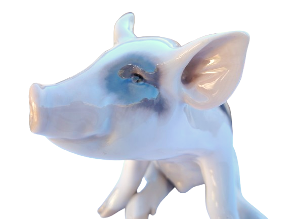 Royal Copenhagen Denmark 1935 Large Sitting Pig Figurine No 414