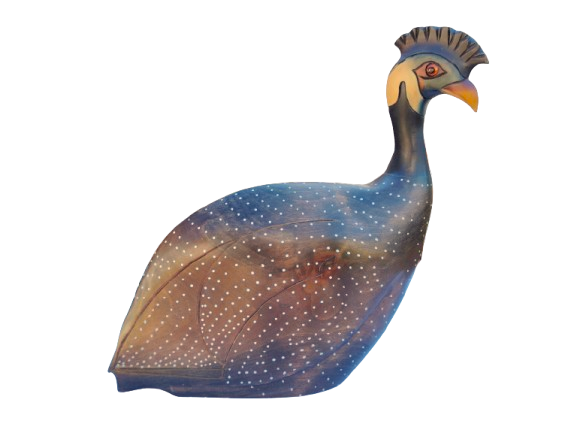 Feathers of Knysna carved and hand painted Crested Guinea Fowl