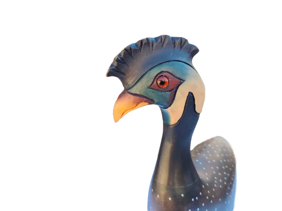Feathers of Knysna carved and hand painted Crested Guinea Fowl