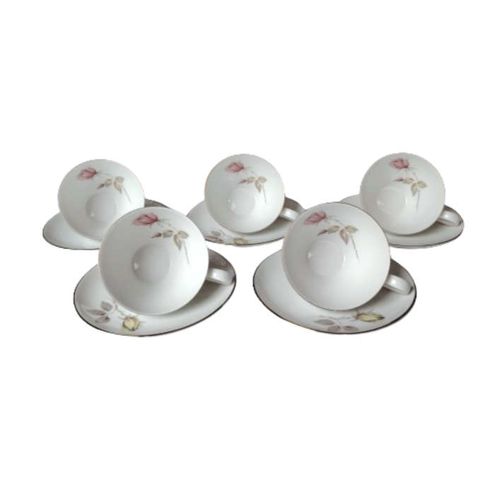 KPM Krister Porcelain Tea Set Rose and Gold Trim