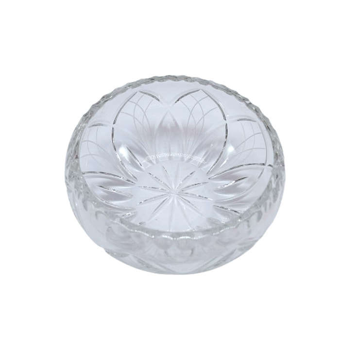 Great Quality Lead Cut Crystal Etched Round Dish Bowl