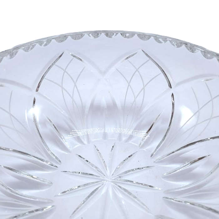 Great Quality Lead Cut Crystal Etched Round Dish Bowl