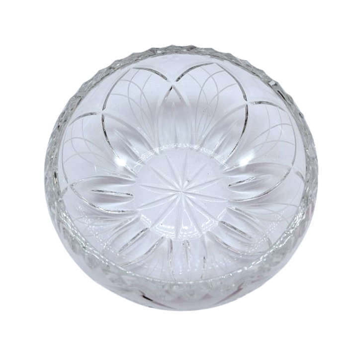 Great Quality Lead Cut Crystal Etched Round Dish Bowl
