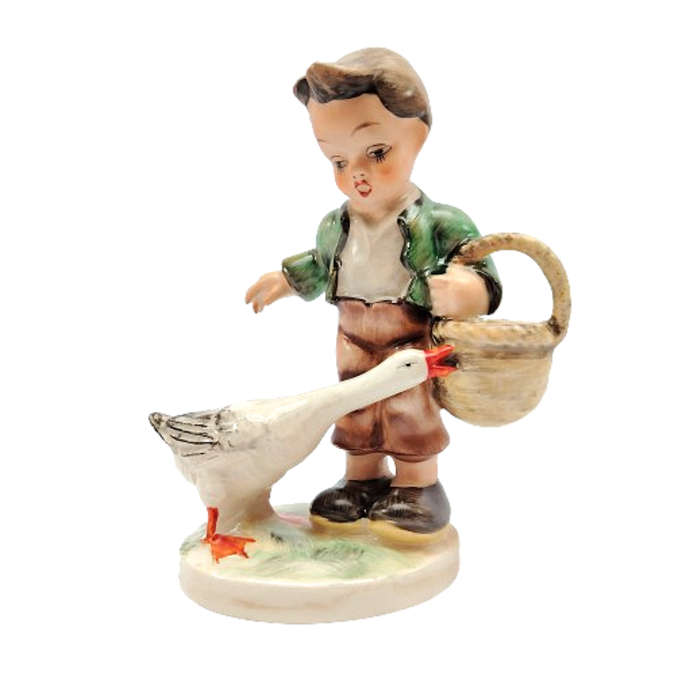 Friedel Bavaria Made In Western Germany Boy with Goose Figurine