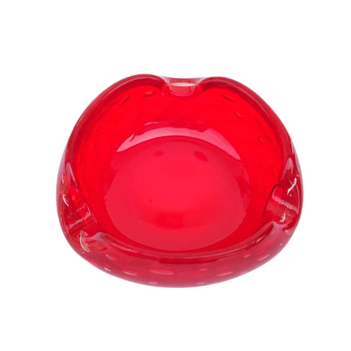Murano Deep Red with Bubbles Art Glass Bowl ashtray