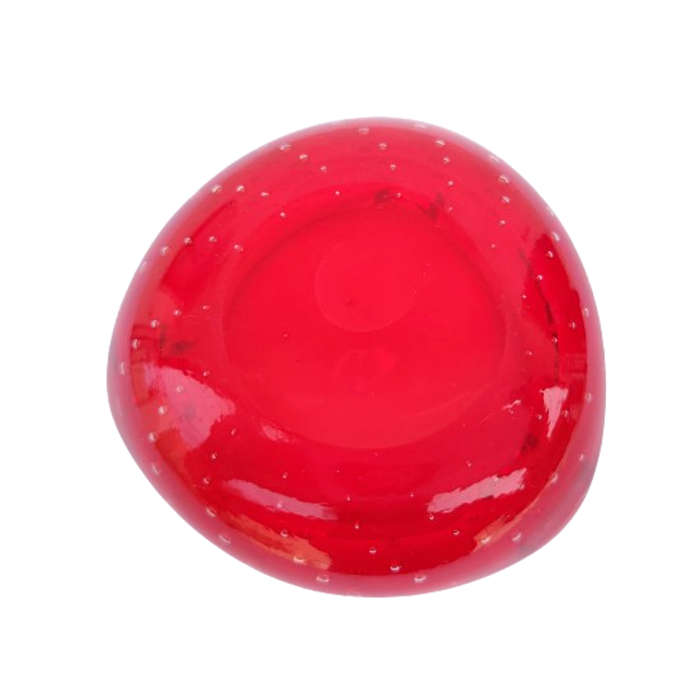 Murano Deep Red with Bubbles Art Glass Bowl ashtray