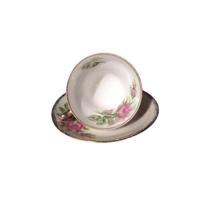 Beautiful Pearl Effect Footed cups and saucers Duo's