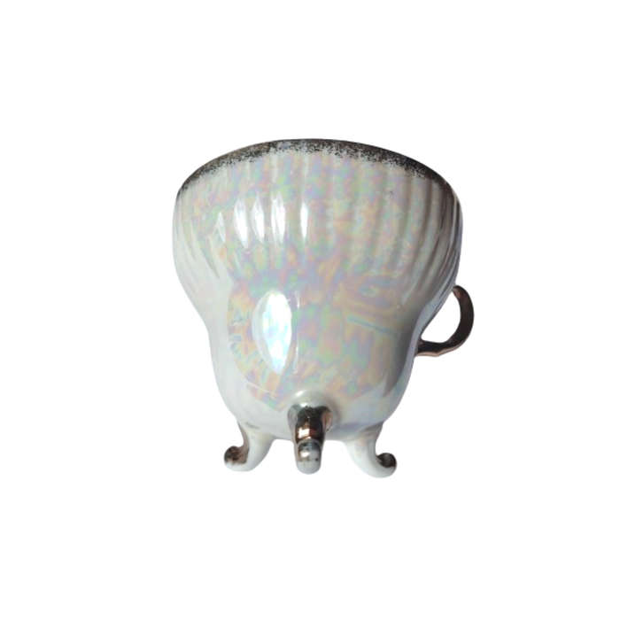 Beautiful Pearl Effect Footed cups and saucers Duo's