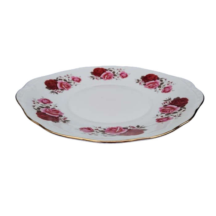 Queen Anne Fine Bone China Roses Cake Plate