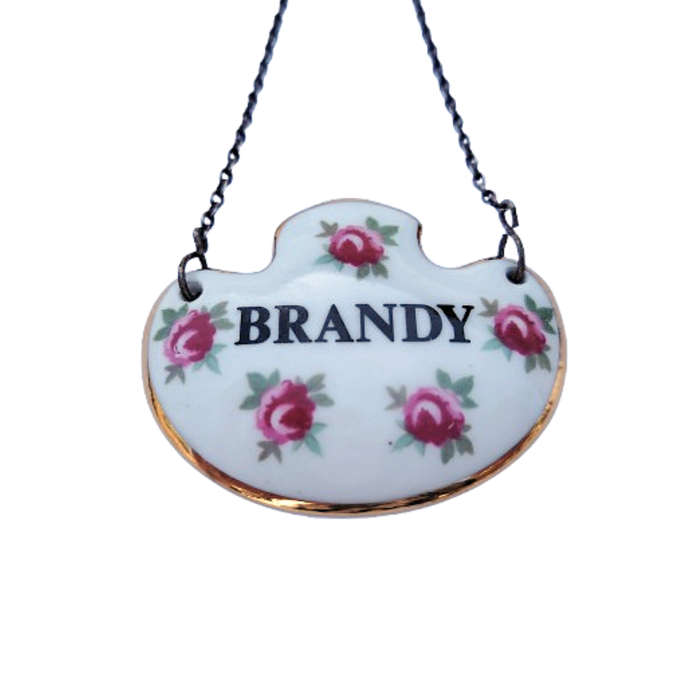 Royal Adderly Brandy Decanter Label Floral