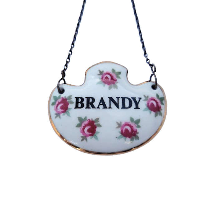 Royal Adderly Brandy Decanter Label Floral