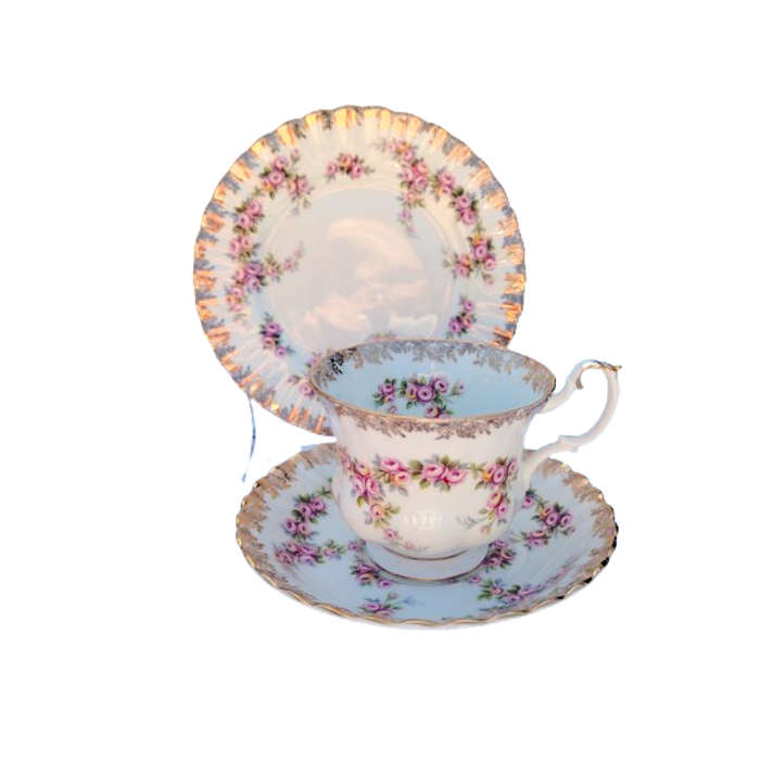 Royal Albert Dimity Rose Pink and Gold Tea Trio