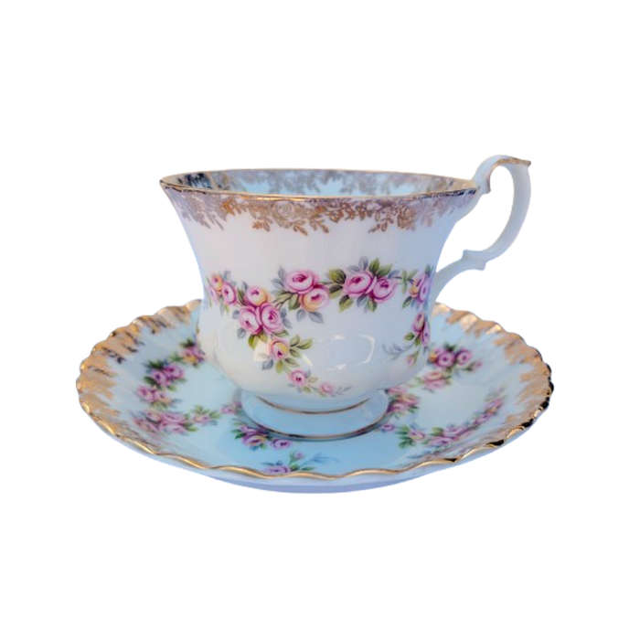 Royal Albert Dimity Rose Pink and Gold Tea Trio