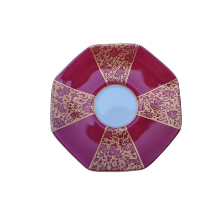 Royal Doulton Art Deco Raspberry and Gold Duo Demitasse