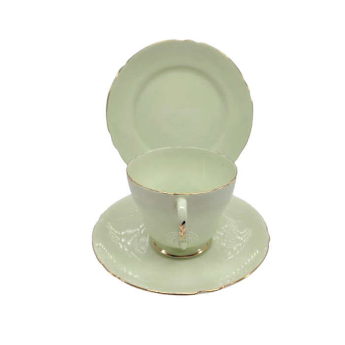 Shelley Pastel Green Trio Cup Saucer and Plate