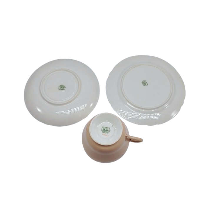 Shelley Pastel Peach Trio Cup Saucer and Plate