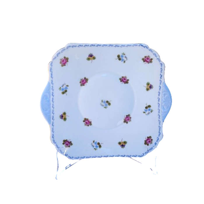 Shelley Cake Plate Pansies, Roses and Forget-me-nots